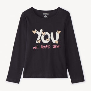 Camiseta de manga larga fantasía con purpurina para niña  Main Camiseta de manga larga fantasía con purpurina para niña