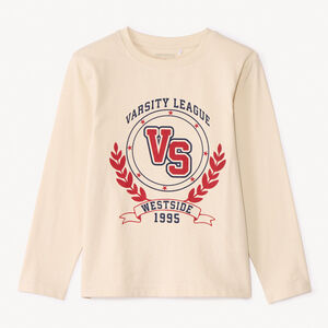 Camiseta de manga larga lisa con estampado suave para niño 