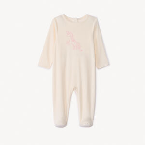 Dors-bien uni en velours à motif fantaisie pour bébé fille 