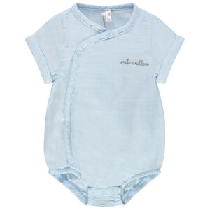 Body de manga corta dealgodón con inscripción bordada 