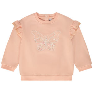 Sudadera oversize con bordado de mariposa para bebé niña 