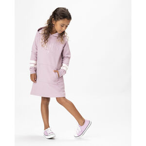 Robe sweat en molleton gratté avec capuche et broderies pour fille Main Robe sweat en molleton gratté avec capuche et broderies pour fille