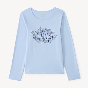 Camiseta de manga larga para niña con estampado de lentejuelas fantasía 