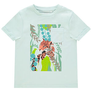 T-shirt manches courtes print tigre et poche plaquée 