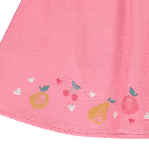 Conjunto de túnica doble de gasa de algodón para bebé niña + leggings con estampado de frutas 