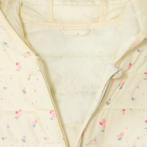 Chaqueta ligera acolchada con capucha y estampado floral niña. 