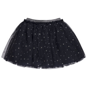 Falda con frunce de tul impreso plateado para niña bebé 