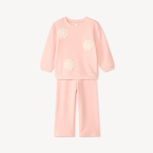 Conjunto de chándal oversize con flores de ganchillo para niña bebé 