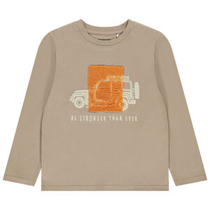 Camiseta de manga larga con estampado y detalles de rizo para niño 