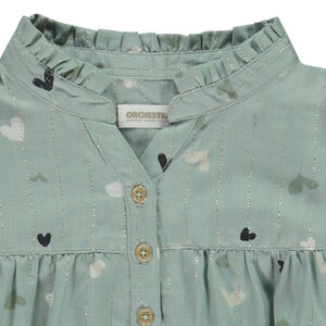 Túnica de manga larga brillante con estampado de corazones para niña 