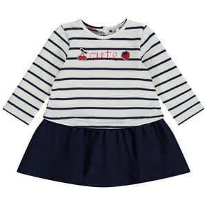 Vestido de rayas 2 en 1 de manga larga para bebé niña 