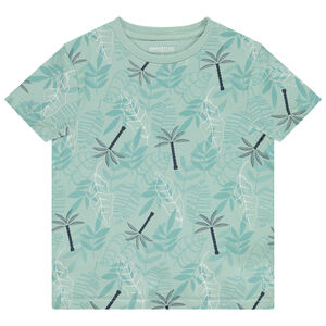 Camiseta de manga corta estampada con hojas/palmeras para niño 