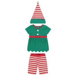 Conjunto de pijama lúdico de duende de Navidad para niña  Main Conjunto de pijama lúdico de duende de Navidad para niña