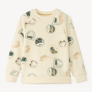Sudadera de manga larga de felpa con estampado de sellos para niño. 