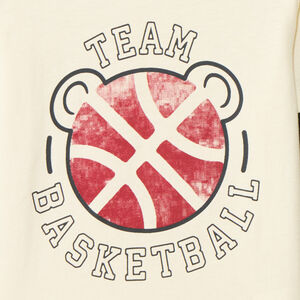 Camiseta de manga larga efecto 2 en 1 con estampado de baloncesto para bebé niño 