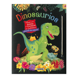 Libro con dibujos para raspar y colorear Dinosaurios +4años 