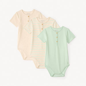 Pack de 3 bodies de manga corta con efecto acanalado para bebé niño. 