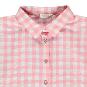 Blusa con efecto anudado de cuadros vichy para niña  Main Blusa con efecto anudado de cuadros vichy para niña