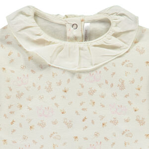 Conjunto de jersey con cuello volante y pantalón estampado para bebé niña 