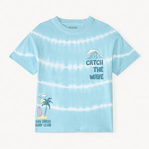 Camiseta de manga corta con estampado tie dye de surf para niño 