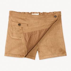 Falda-pantalón cruzada efecto gamuza para niña 