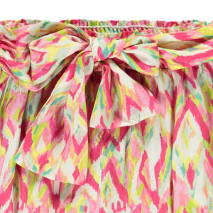 Pantalón corto fluido con nudo y estampado étnico para niña 