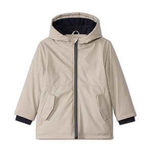 Parka de goma con capucha y forro de micropolar para niño. 