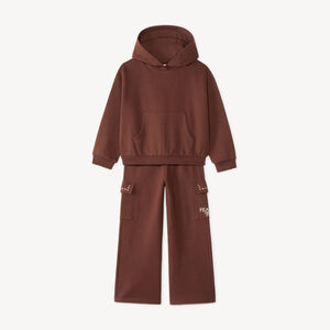 Conjunto de chándal para niña con sudadera con capucha y pantalones cargo 