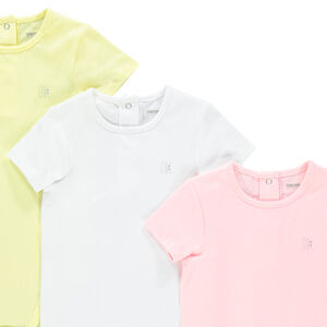 Pack de 3 bodies manga corta lisos para bebé niña 