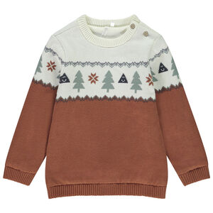 Pull de punto jacquard forrado de terciopelo para bebé niño 