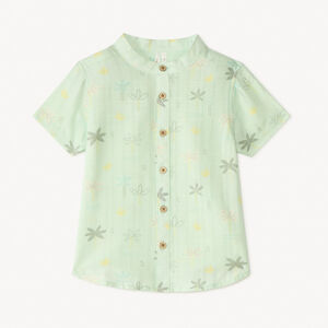 Camisa de manga corta con cuello mao y estampado de sabana para bebé niño 