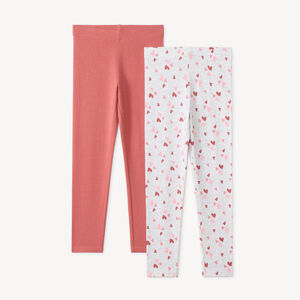 Lote de 2 leggings lisos y estampados para niña 