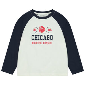 Camiseta de manga larga raglán con estampado de baloncesto para niño 