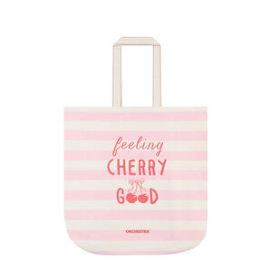 Bolso tote de cerezas con rayas 