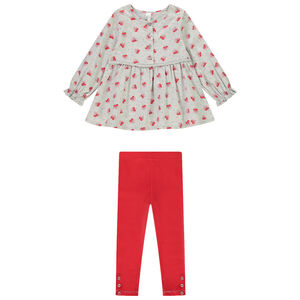 Ensemble tunique en coton chiné imprimé hibiscus + caleçon uni pour bébé fille Main Ensemble tunique en coton chiné imprimé hibiscus + caleçon uni pour bébé fille