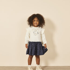 Vestido bicolor efecto 2 en 1 con estampado de pájaros para bebé niña 