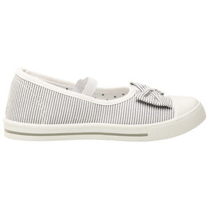 Merceditas rayadas de lona con lazo y tira elástica para niña 