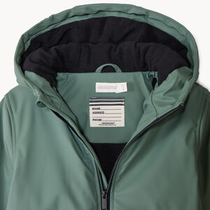 Parka de goma con capucha y forro de micropolar niño. 