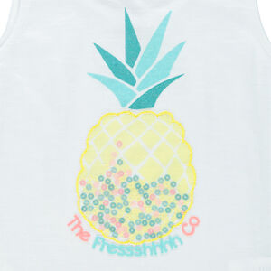 Camiseta tirantes con lazos a contraste print piña 