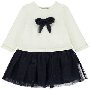 Vestido de fiesta efecto 2 en 1 de bi-materia para niña 