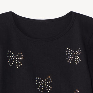 Camiseta de manga larga con nudo y strass para niña 