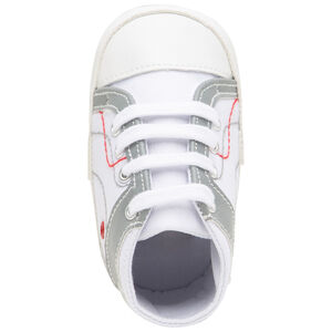 Zapatillas altas suaves con detalles en gris y rojo 