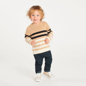 Jersey de punto rayado efecto bimaterial para niños 