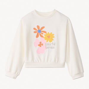 Sweat molleton oversize à fleurs brodées pour fille  Main Sweat molleton oversize à fleurs brodées pour fille