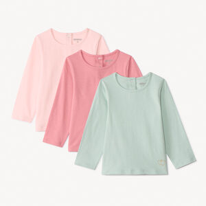 Lot de 3 t-shirts manches courtes uni pour bébé fille  Main Lot de 3 t-shirts manches courtes uni pour bébé fille