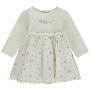 Vestido bicolor efecto 2 en 1 con estampado floral para bebé niña 