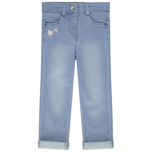 Jeans slim con corazones bordados para bebé niña  Main Jeans slim con corazones bordados para bebé niña