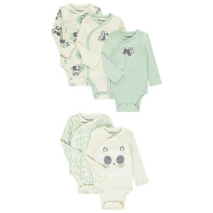 Pack de 5 bodies fantásticos para bebé niño con diferentes aberturas según la edad. 