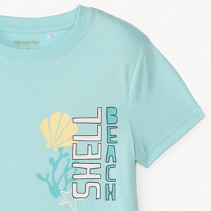 Camiseta de manga corta con estampado de tema mar para niño 