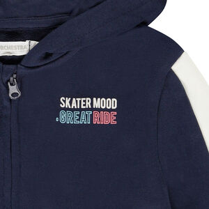 Gilet con estampado fantasía en felpa y capucha para niño 